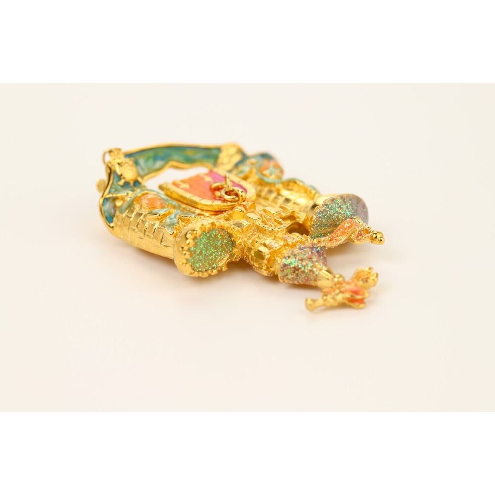 Kirks Folly Vintage Castle Pin Brooch Drawbridge Crystal Brushed Gold NOS BOX - Picture 7 of 12